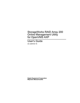 Storageworks RAID Array 200 Online Mgt Utility for Openvms AXP User's