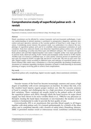 Comprehensive Study of Superficial Palmar Arch – a Revisit