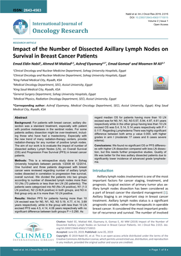 Impact of the Number of Dissected Axillary Lymph Nodes on Survival