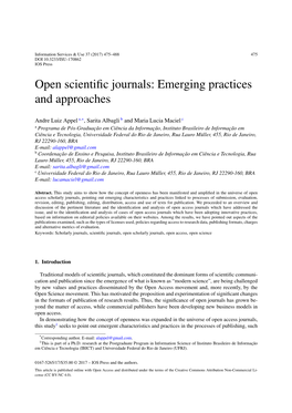Open Scientific Journals: Emerging Practices and Approaches
