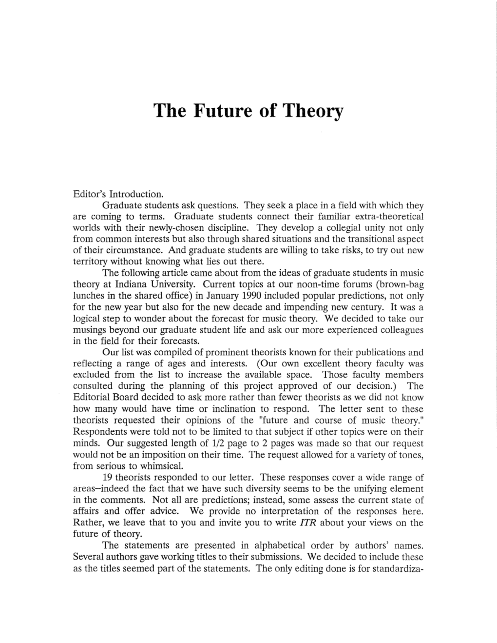 The Future of Theory