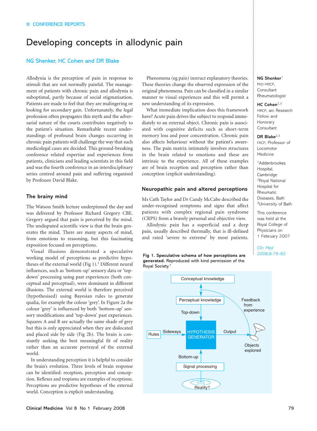 Developing Concepts in Allodynic Pain