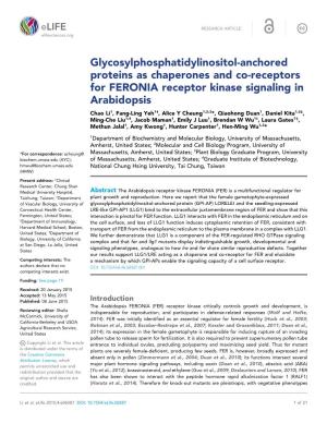 Glycosylphosphatidylinositol-Anchored Proteins As Chaperones and Co-Receptors for FERONIA Receptor Kinase Signaling in Arabidops