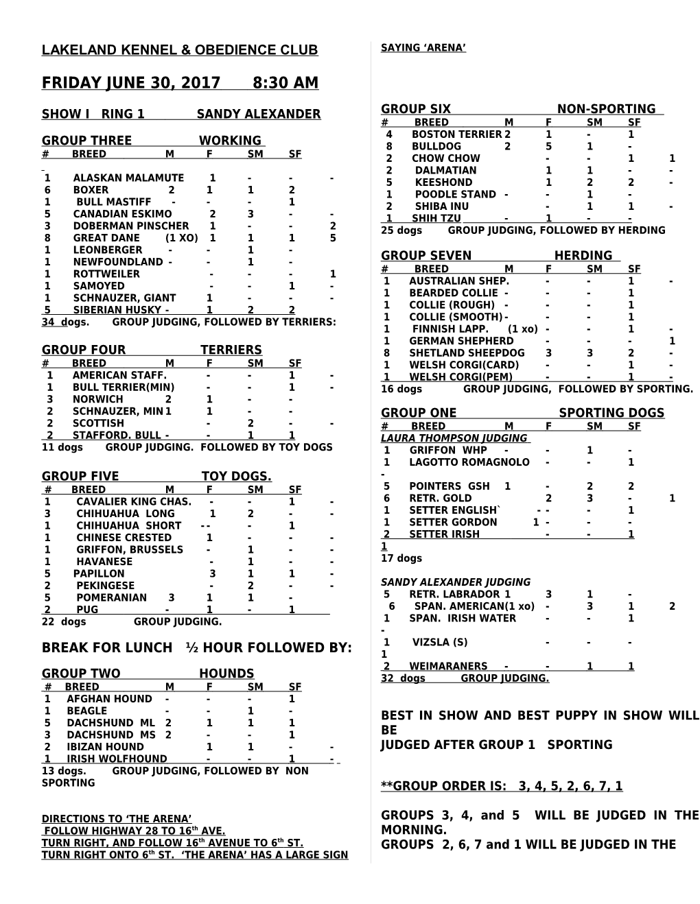 Lakeland Kennel and Obedience Club Annual Shows