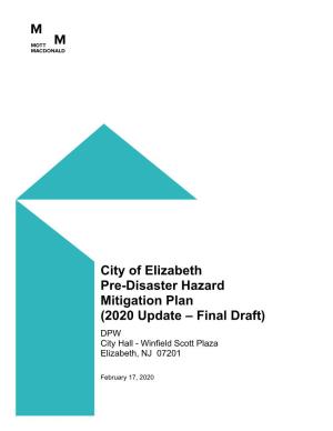 City of Elizabeth Pre-Disaster Hazard Mitigation Plan (2020 Update – Final Draft) DPW City Hall - Winfield Scott Plaza Elizabeth, NJ 07201
