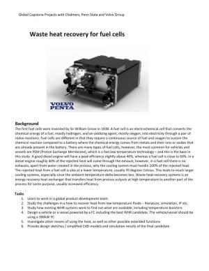 Waste Heat Recovery for Fuel Cells