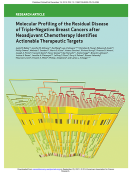 Molecular Profiling of the Residual Disease of Triple-Negative Breast Cancers After Neoadjuvant Chemotherapy Identifies Actionable Therapeutic Targets