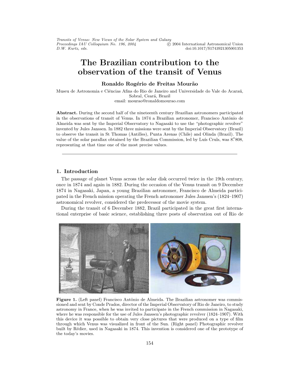The Brazilian Contribution to the Observation of the Transit of Venus
