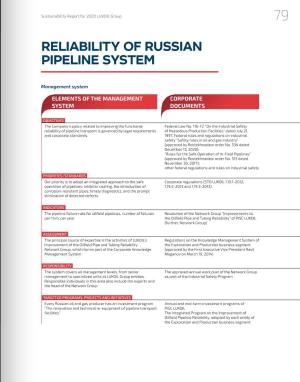 Reliability of Russian Pipeline System