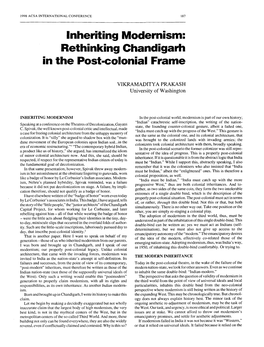 Rethinking Chandigarh in the Post-Colonial Frame