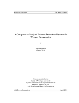 A Comparative Study of Prisoner Disenfranchisement in Western Democracies