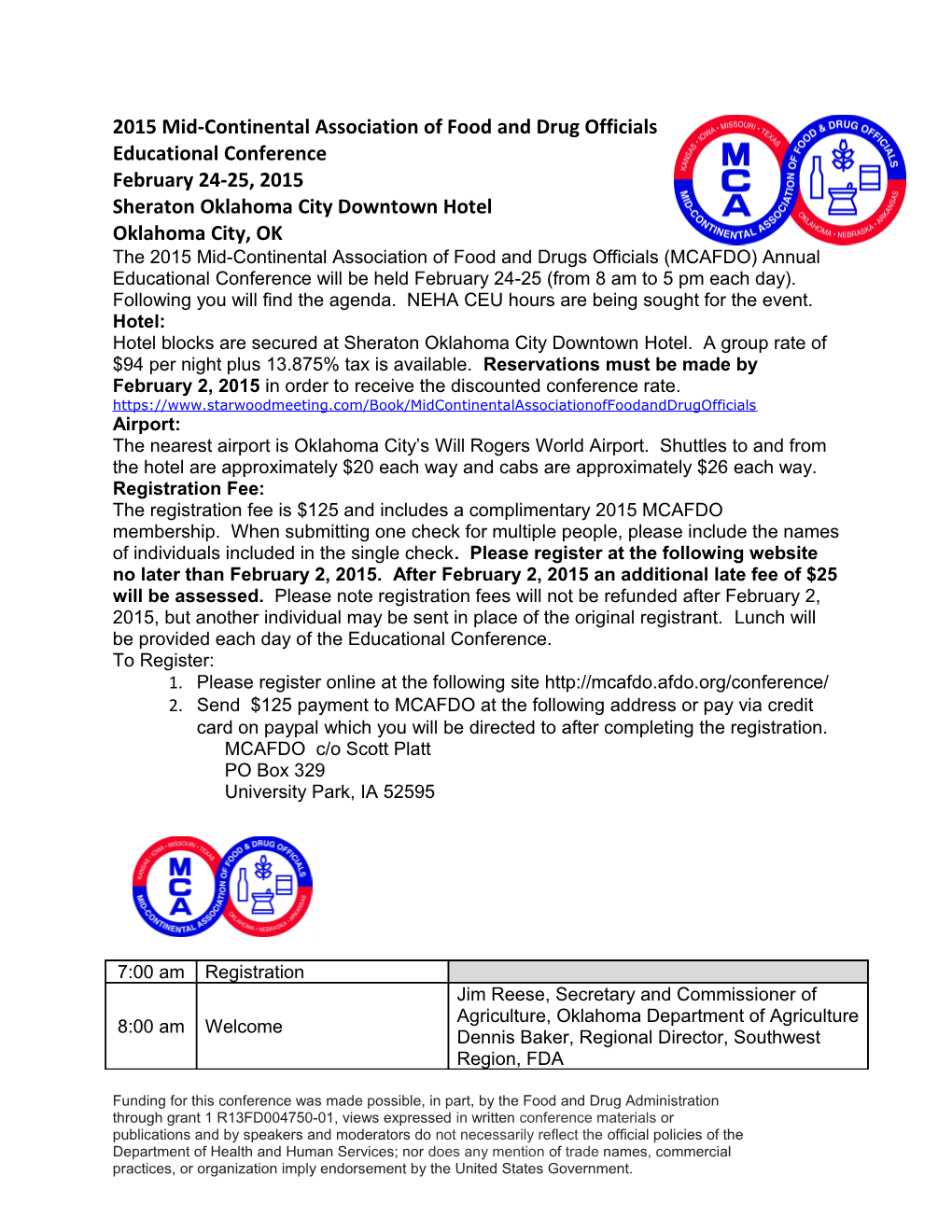 2015 Mid-Continental Association of Food and Drug Officials