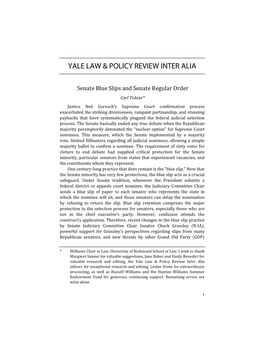Yale Law & Policy Review Inter Alia