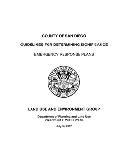 County of San Diego Guidelines for Determining