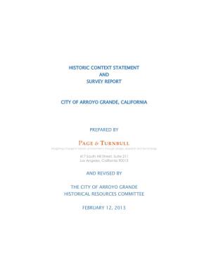 Historic Context Statement and Survey Report City Of