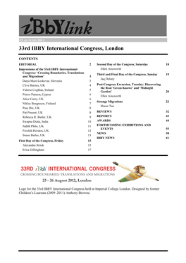 33Rd IBBY International Congress, London