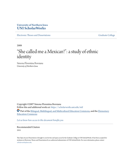 Â•Œshe Called Me a Mexican!Â•Š: a Study of Ethnic Identity