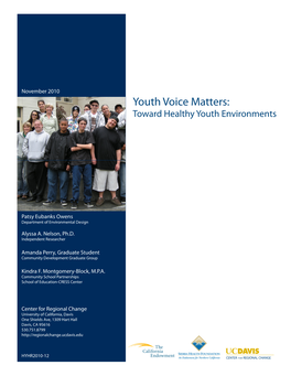Youth Voice Matters: Toward Healthy Youth Environments
