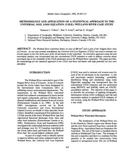 Methodology and Application of a Statistical Approach to the Universal Soil Loss Equation (Usle): Welland River Case Study