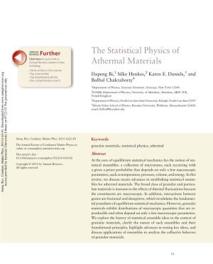 The Statistical Physics of Athermal Materials