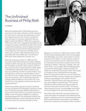 The Unfinished Business of Philip Roth