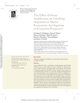 The Effect of Ocean Acidification on Calcifying Organisms in Marine