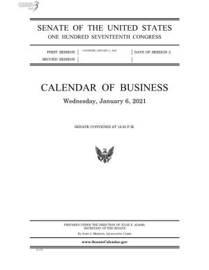 CALENDAR of BUSINESS Wednesday, January 6, 2021