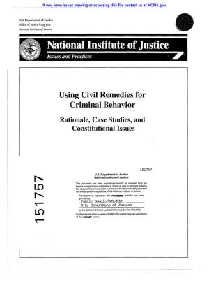 Using Civil Remedies for Criminal Behavior