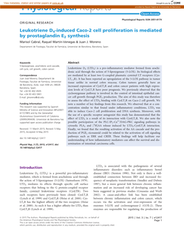 Leukotriene D4induced Caco2 Cell Proliferation Is Mediated By