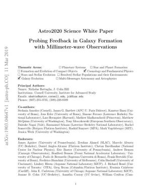 Astro2020 Science White Paper Probing Feedback in Galaxy Formation with Millimeter-Wave Observations