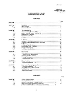 Unmanned Aerial Vehicle Aircrew Training Manual Contents