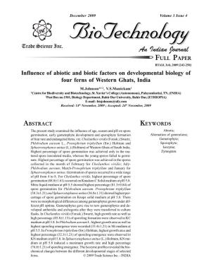 Influence of Abiotic and Biotic Factors On
