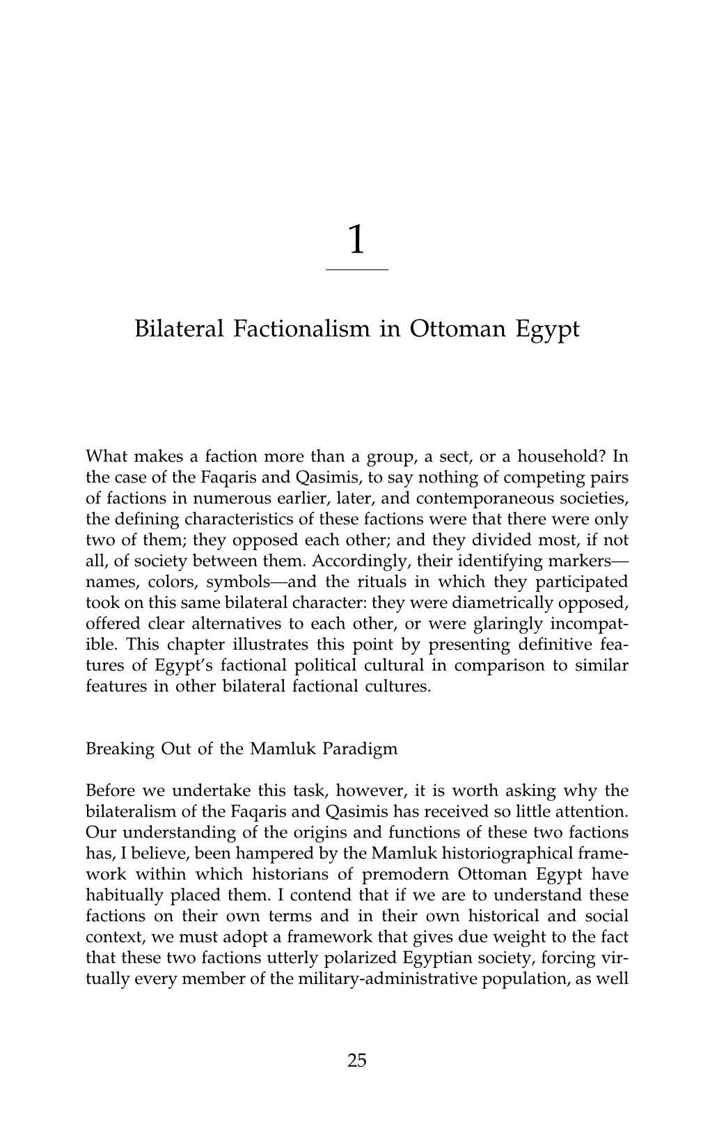 Bilateral Factionalism in Ottoman Egypt