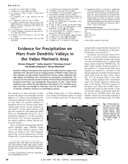 Evidence for Precipitation on Mars from Dendritic Valleys in the Valles