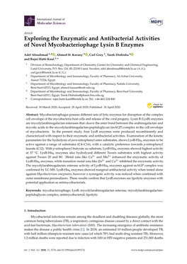 Exploring the Enzymatic and Antibacterial Activities of Novel Mycobacteriophage Lysin B Enzymes