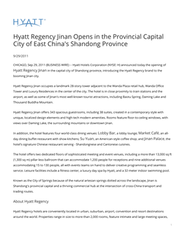 Hyatt Regency Jinan Opens in the Provincial Capital City of East China's Shandong Province