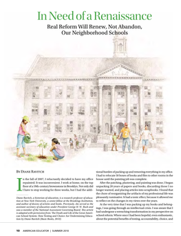 In Need of a Renaissance Real Reform Will Renew, Not Abandon, Our Neighborhood Schools