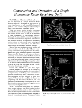 Construction and Operation of a Simple Homemade Radio Receiving Outfit