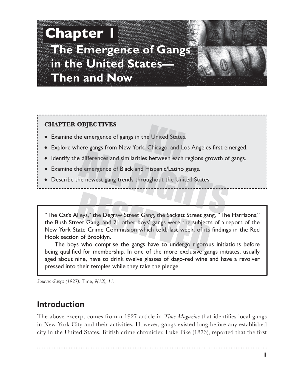 Chapter 1 the Emergence of Gangs in the United States— Then and Now