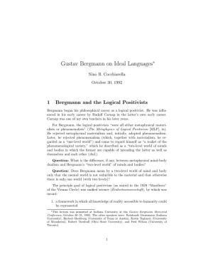 Gustav Bergmann on Ideal Languages