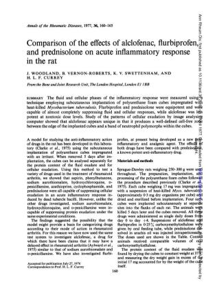 And Prednisolone on Acute Inflammatory Response in the Rat