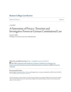 Terrorism and Investigative Powers in German Constitutional Law Russell A