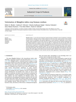 Valorisation of Mangifera Indica Crop Biomass Residues T Didier G