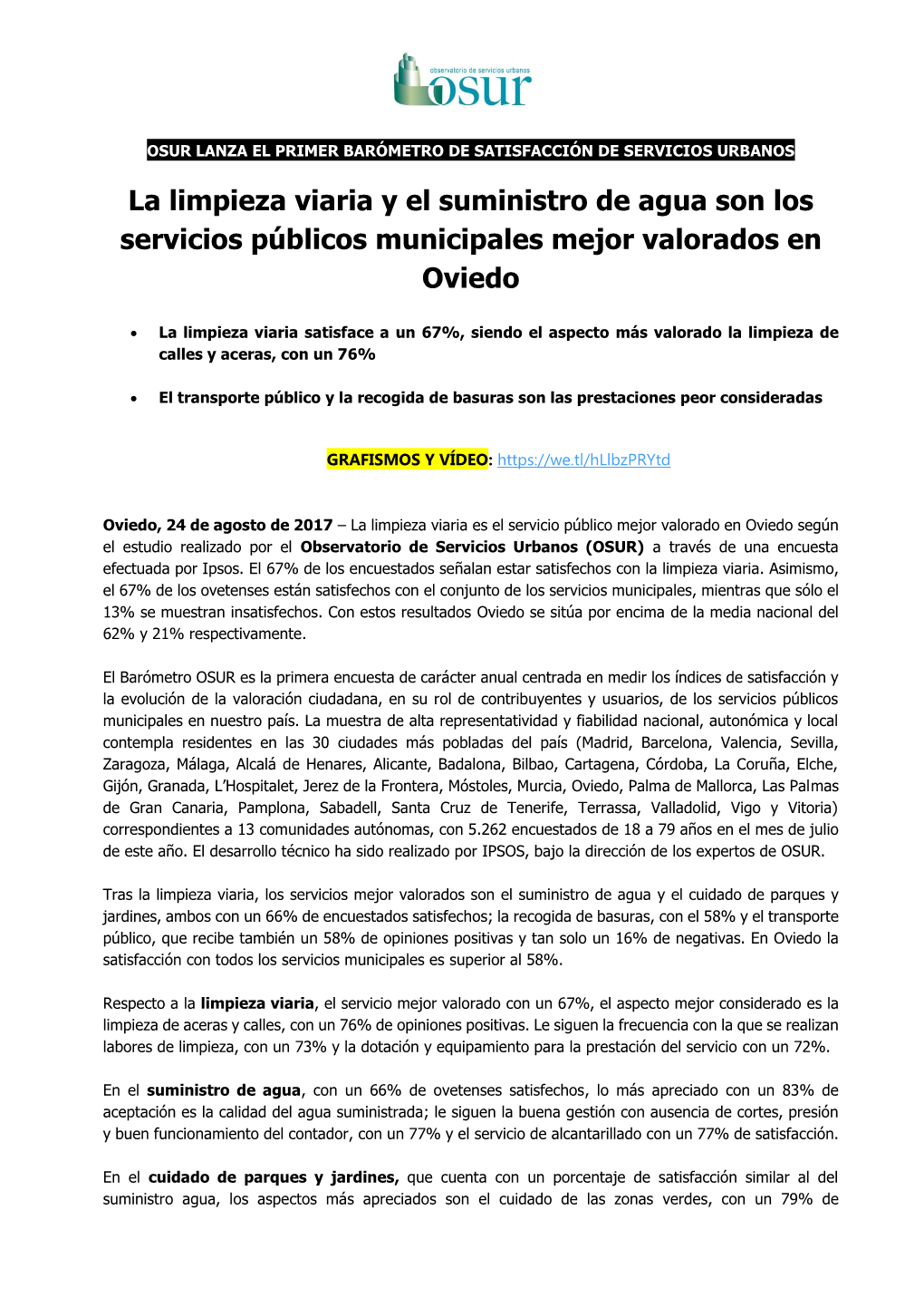 La Limpieza Viaria Y El Suministro De Agua Son Los Servicios Públicos Municipales Mejor Valorados En Oviedo