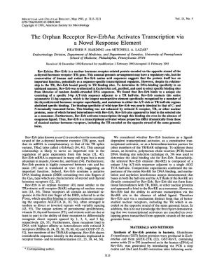The Orphan Receptor Rev-Erbaot Activates Transcription Via a Novel Response Element HEATHER P