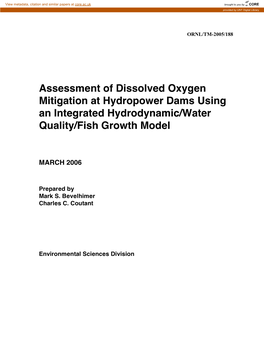 Assessment of Dissolved Oxygen Mitigation at Hydropower Dams Using an Integrated Hydrodynamic/Water Quality/Fish Growth Model