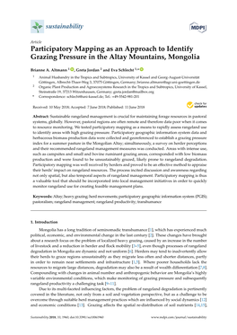 Participatory Mapping As an Approach to Identify Grazing Pressure in the Altay Mountains, Mongolia