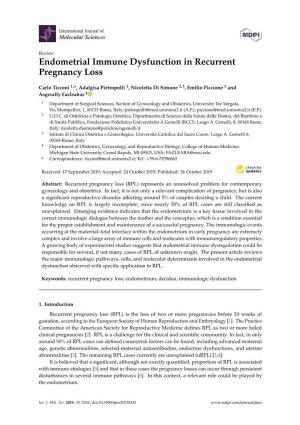 Endometrial Immune Dysfunction in Recurrent Pregnancy Loss