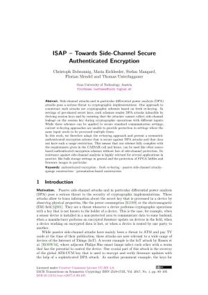 ISAP – Towards Side-Channel Secure Authenticated Encryption