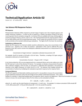 Technical/Application Article 02 Version 1.10 22Nd January 2018 WRH/FD